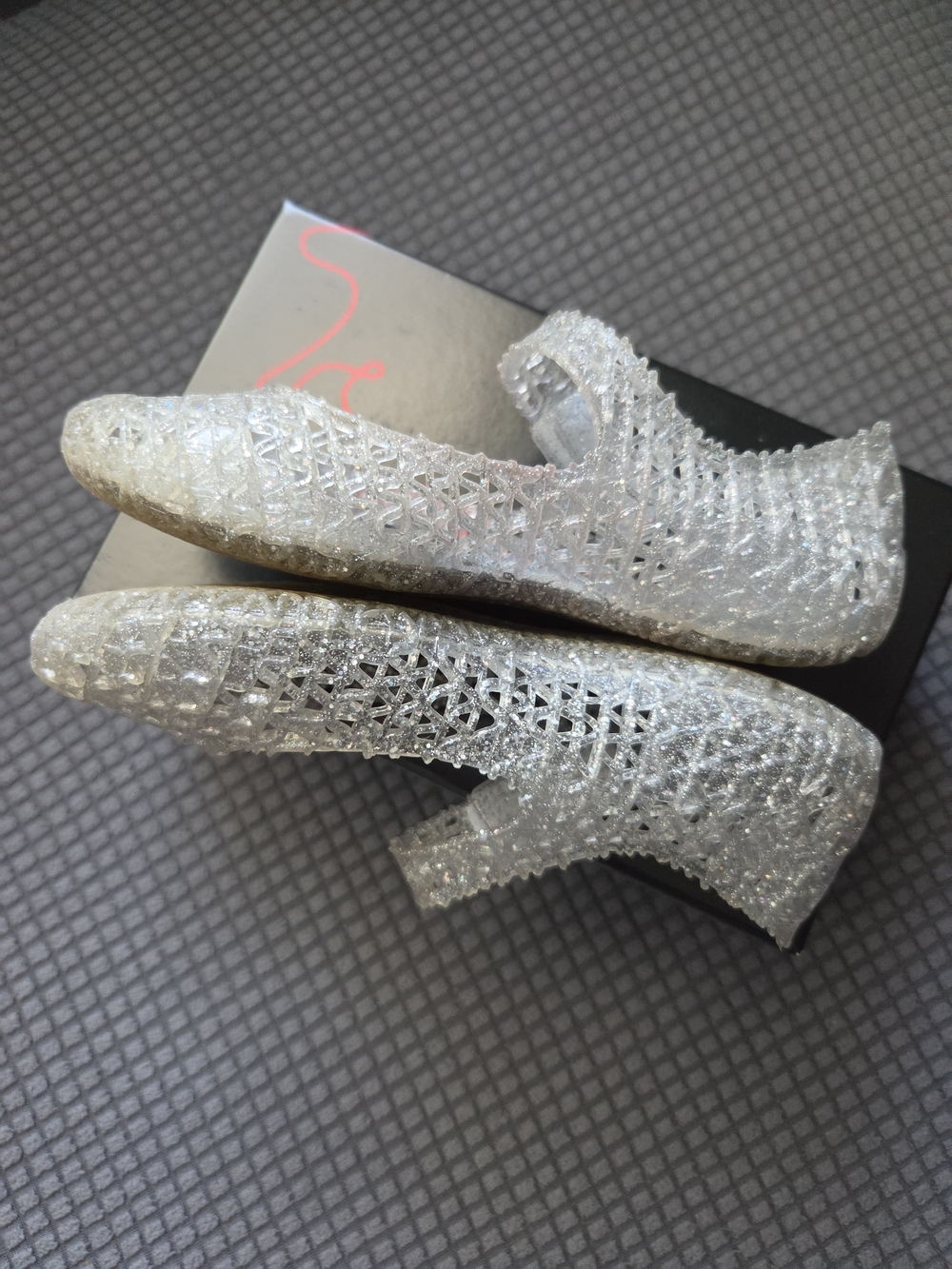 Mini Melissa Campana Mary Jane Shoes Clear Glitter Size 28/29 EUR 11 US - Picture 2 of 7